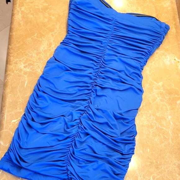XOXO strapless ruched bodycon dress with front center glamour detailing,  S - Picture 14 of 16